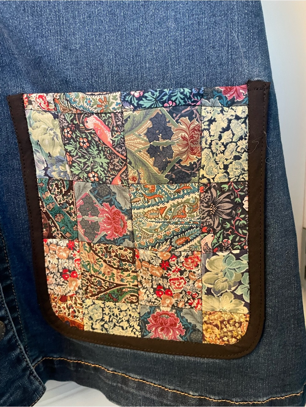 Denim Patchwork Pocket Jacket - Blue - Picture 4 of 8